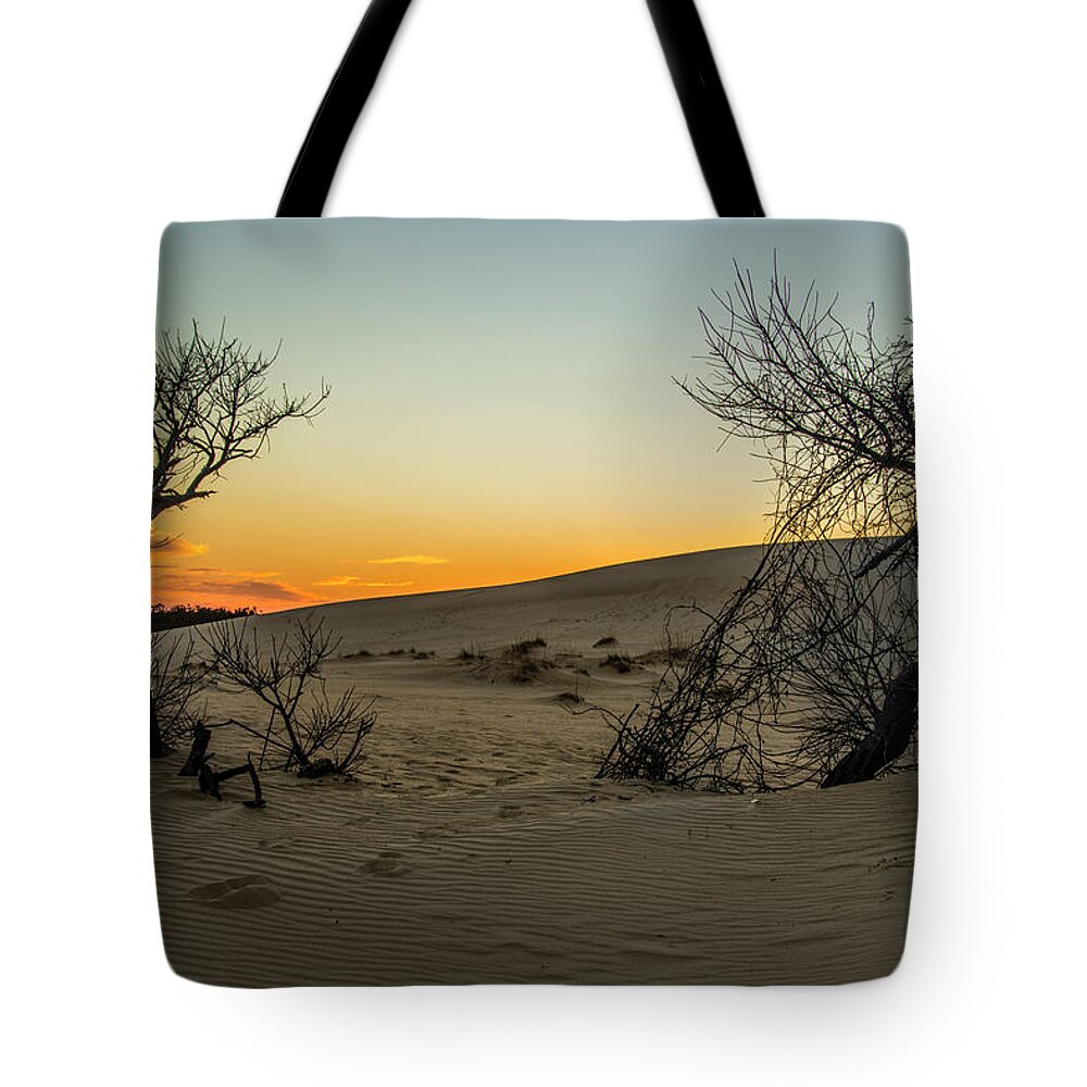 Kitty Hawk Tote Bag featuring the photograph Jockey's Ridge View by Donald Brown