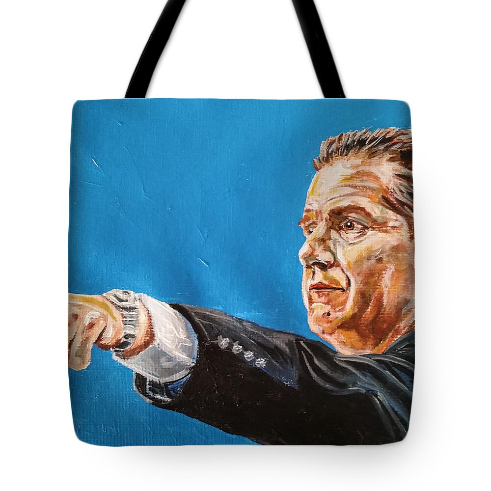 Portrait Tote Bag featuring the painting John Calipari by Joel Tesch