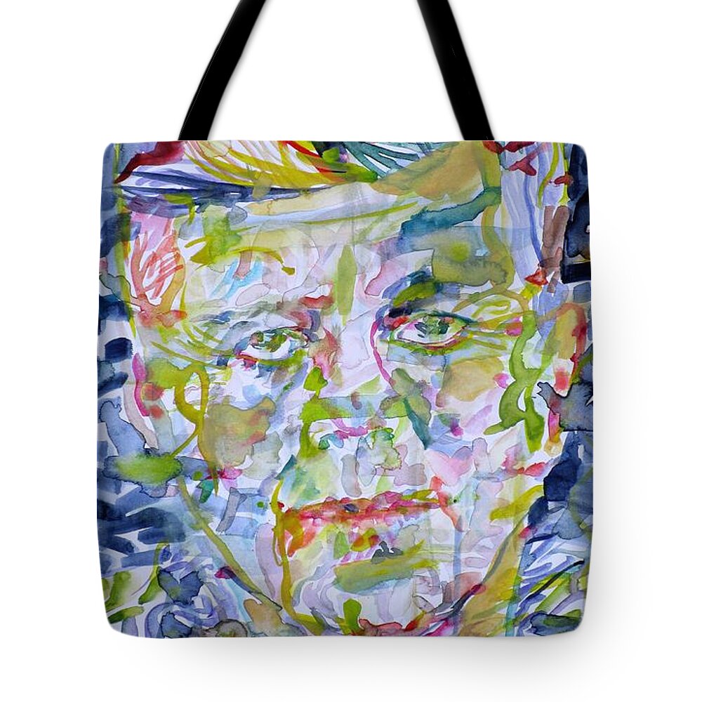 Kennedy Tote Bag featuring the painting JOHN F. KENNEDY - watercolor portrait.2 by Fabrizio Cassetta