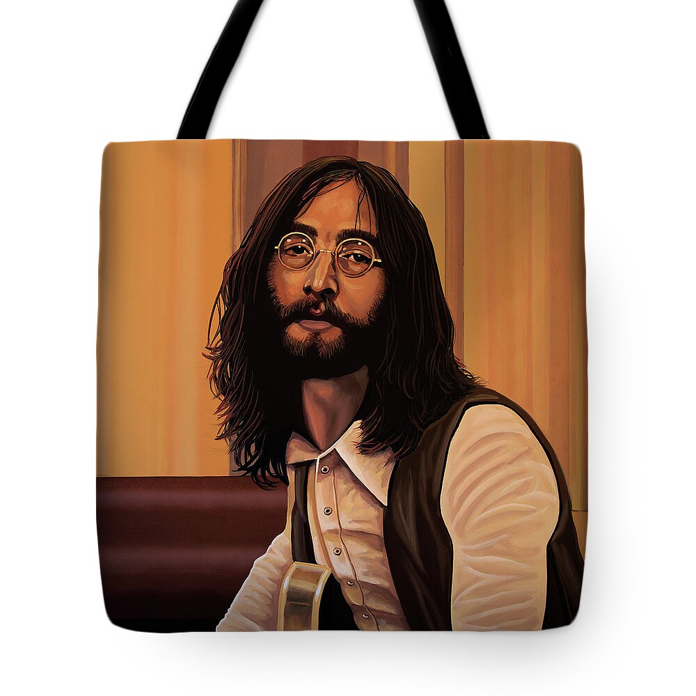 John Lennon Tote Bag featuring the painting John Lennon Imagine by Paul Meijering