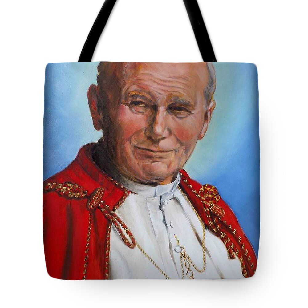 John Paul Ii Tote Bag featuring the painting John Paul II by Irek Szelag