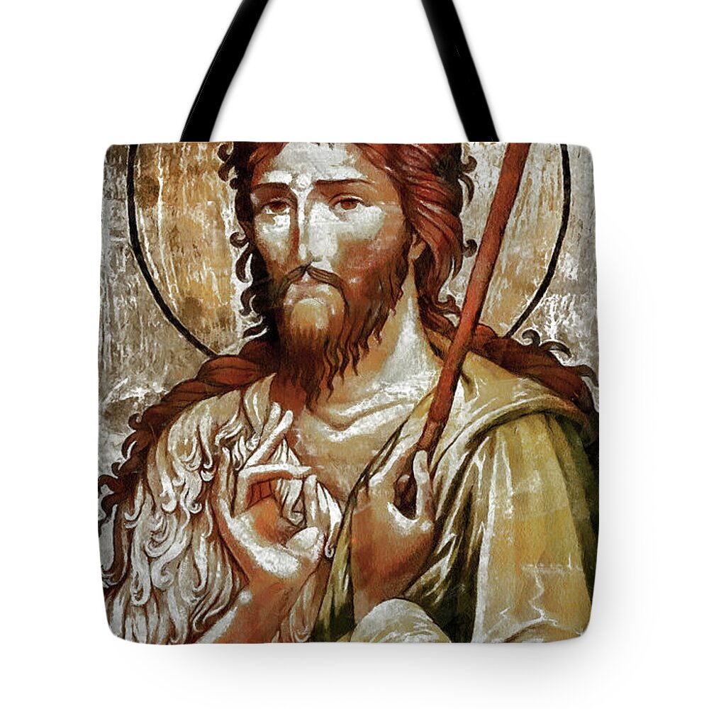 John The Baptist Tote Bag featuring the painting John the Baptist by Daliana Pacuraru