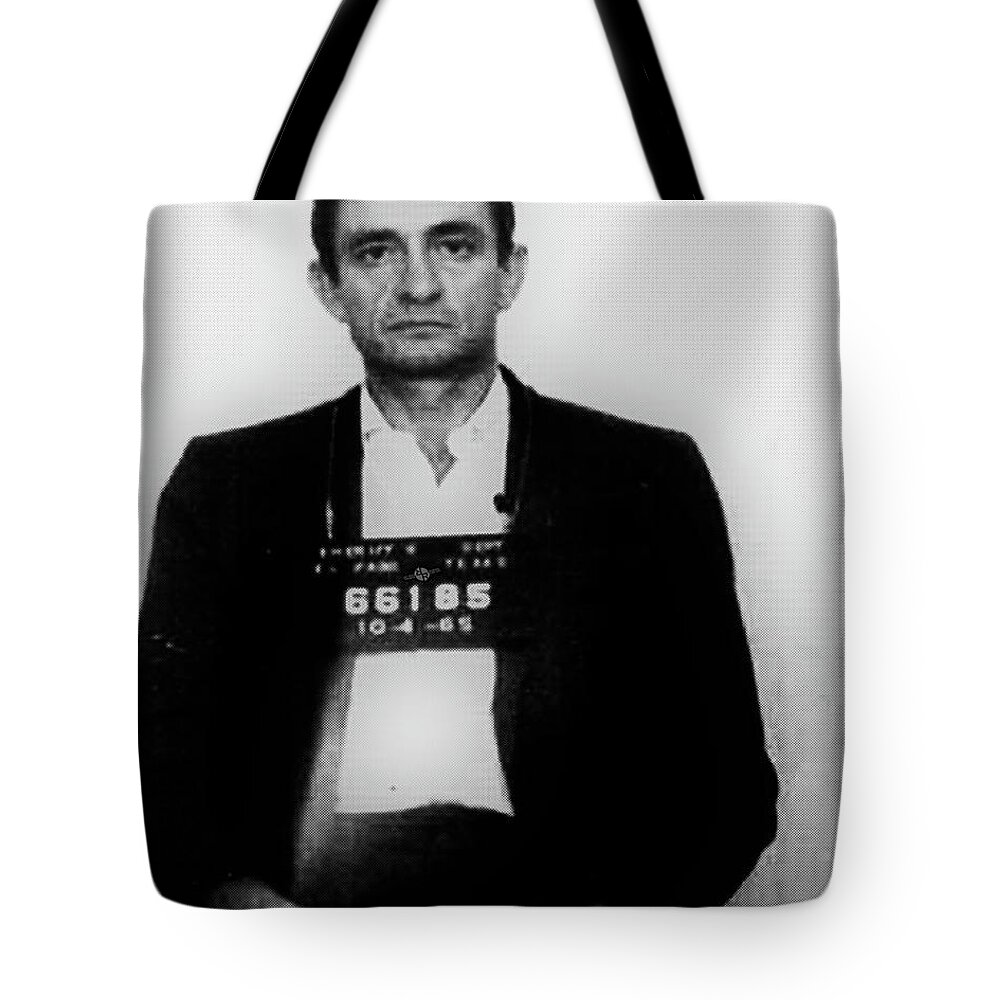 Johnny Cash Tote Bag featuring the photograph Johnny Cash Mug Shot Vertical Wide 16 By 20 by Tony Rubino