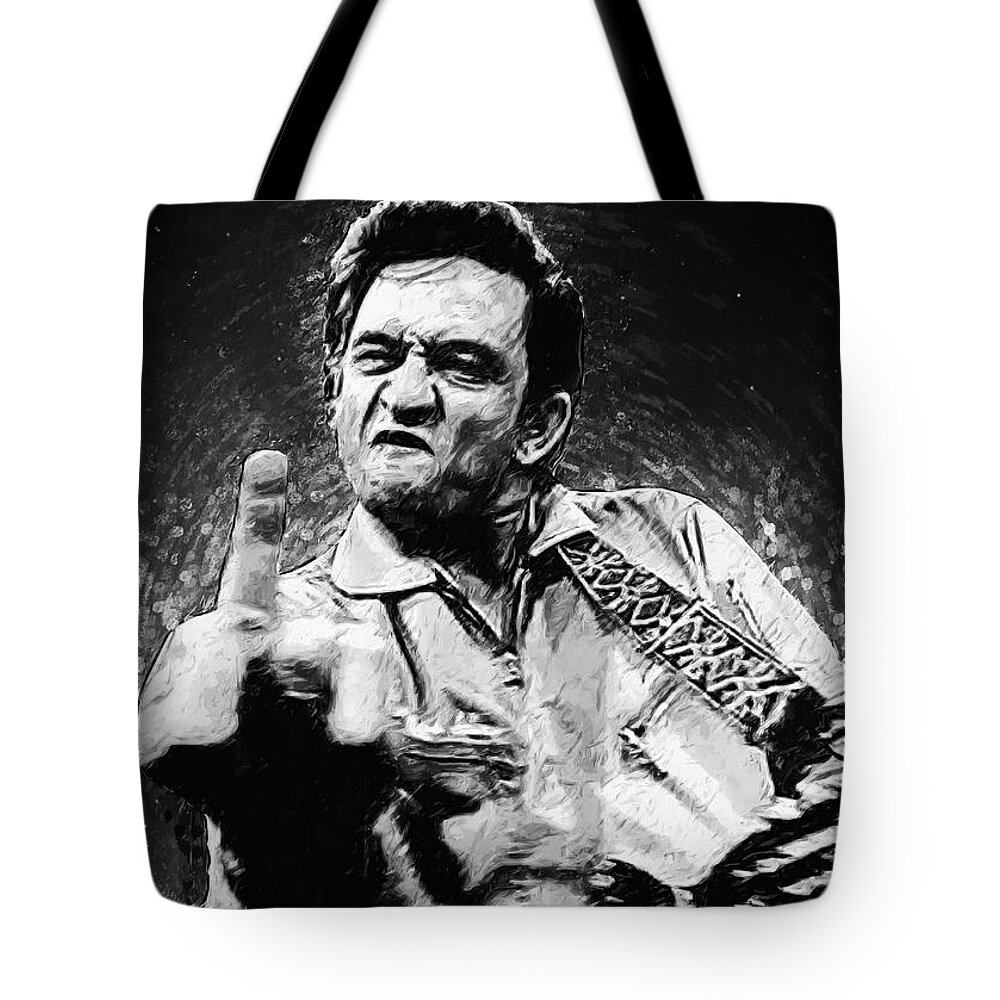 Johnny Cash Tote Bag featuring the digital art Johnny Cash by Zapista OU