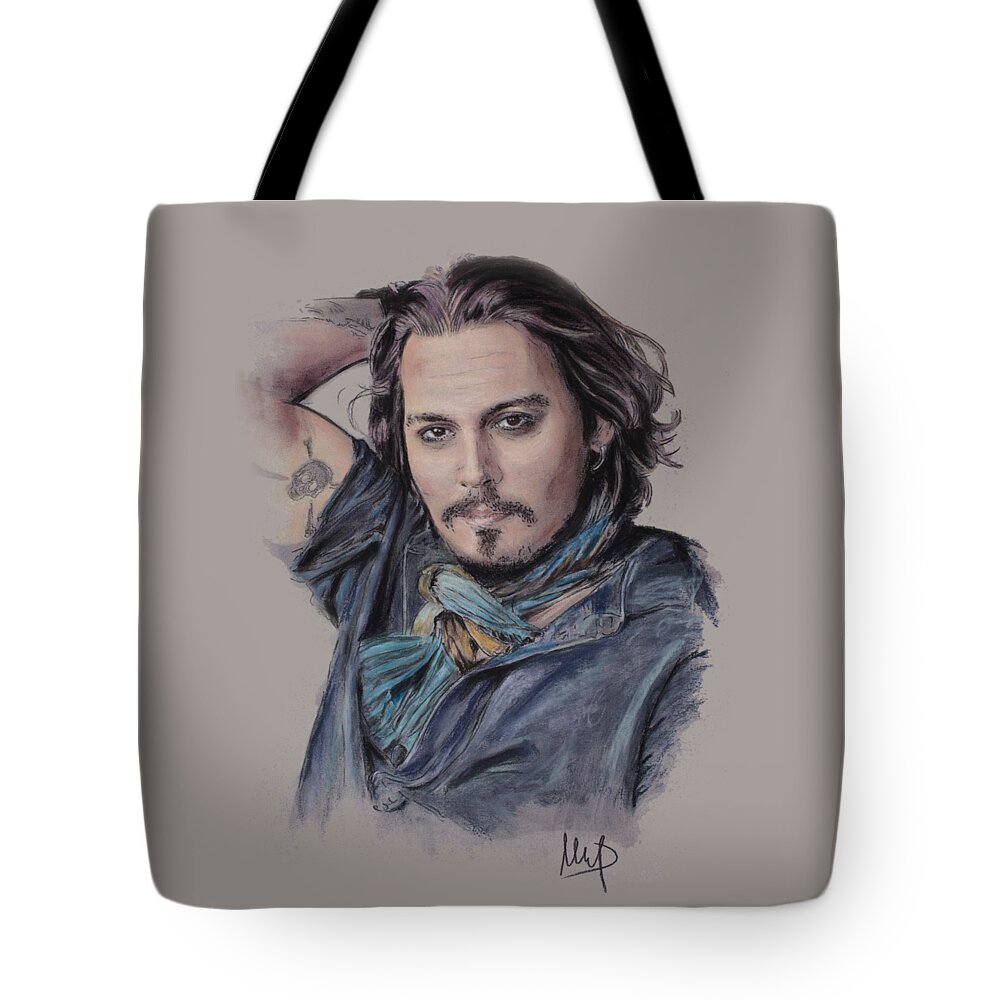 Johnny Depp Tote Bag featuring the drawing Johnny Depp by Melanie D
