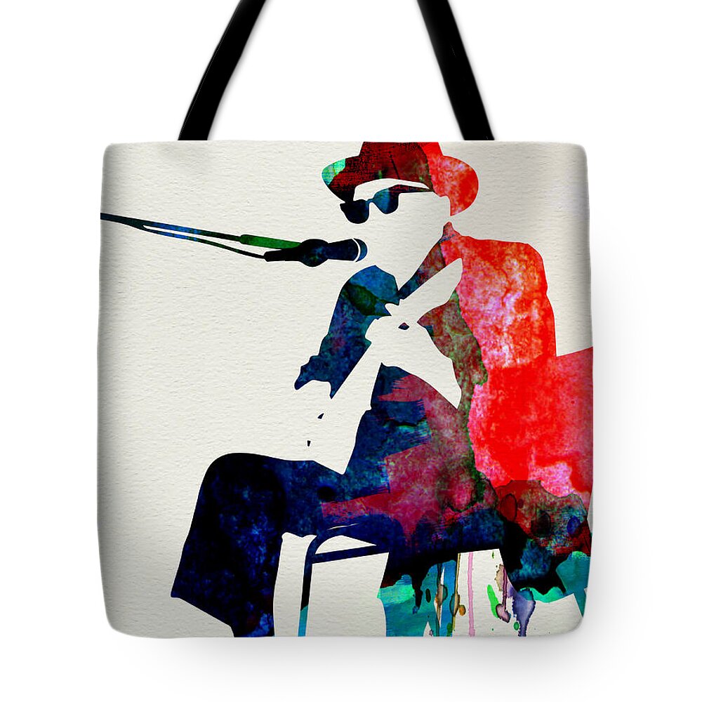 Johnny Lee Hooker Tote Bag featuring the painting Johnny Lee Hooker Watercolor by Naxart Studio
