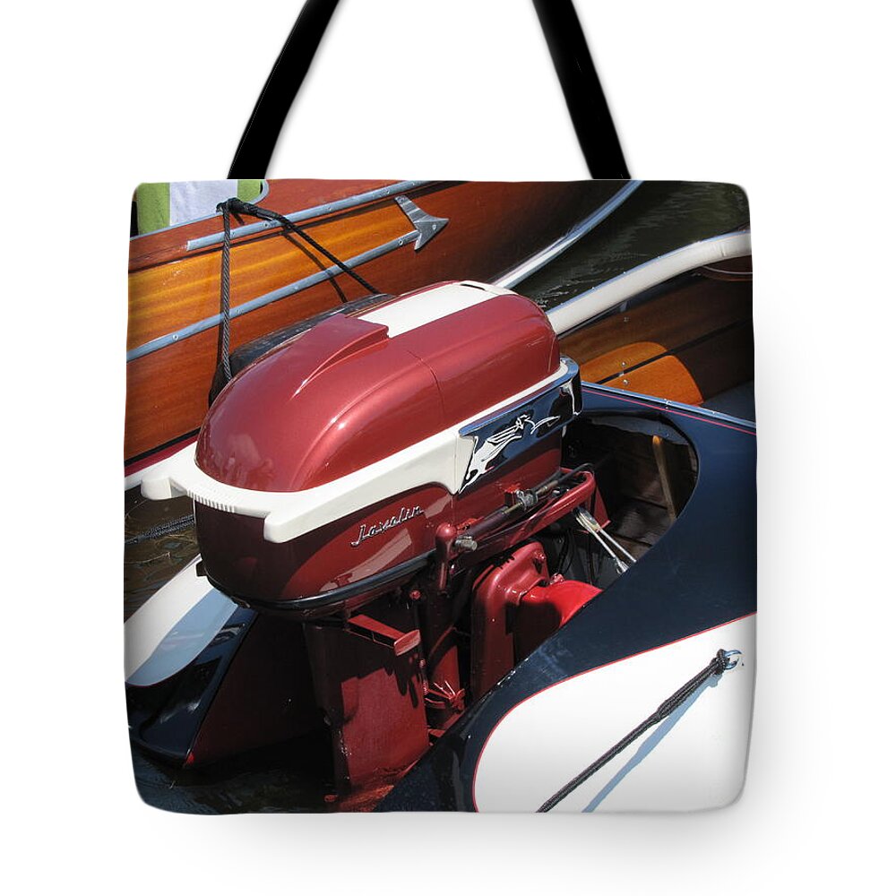Outboard Tote Bag featuring the photograph Johnson Javelin by Neil Zimmerman