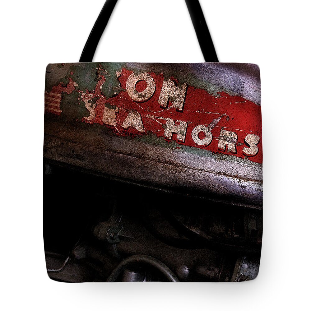 Motor Tote Bag featuring the photograph Johnson Sea Horse by Mike Eingle