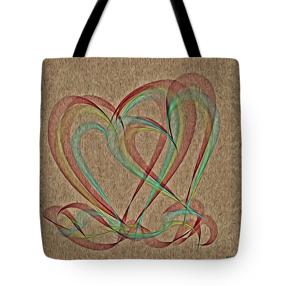 Hearts Tote Bag featuring the painting Joined at the Heart by Marian Lonzetta