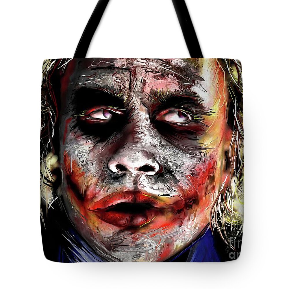 Joker Painting Tote Bag featuring the painting Joker Painting by Daniel Janda