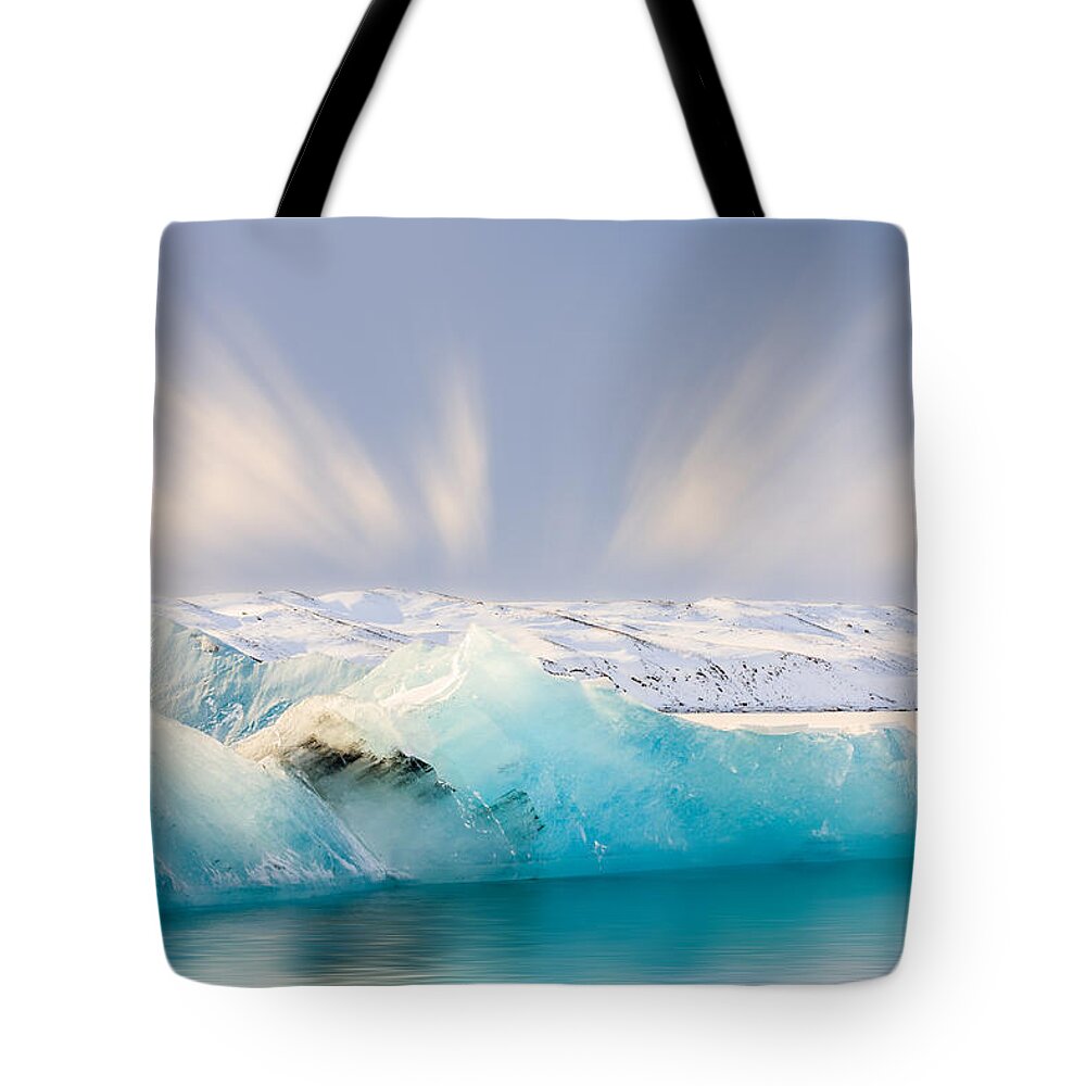 Cloud Tote Bag featuring the photograph Jokulsarlon Glacier Lagoon by Sue Leonard