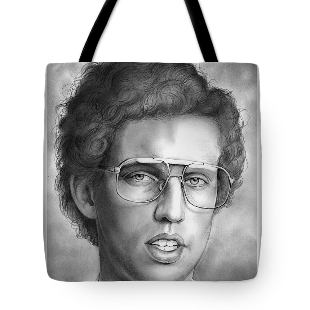Jon Heder Tote Bag featuring the drawing Jon Heder by Greg Joens