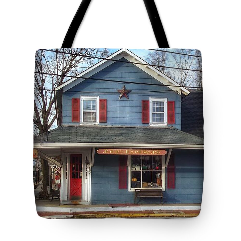 Jones Hardware Tote Bag featuring the photograph Jones Hardware, a Pequannock Legend by Christopher Lotito