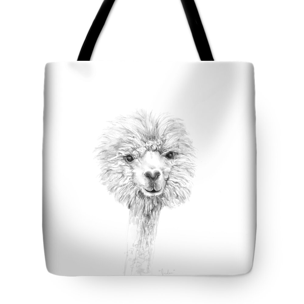 Llama Art Tote Bag featuring the drawing Jordan by Kristin Llamas
