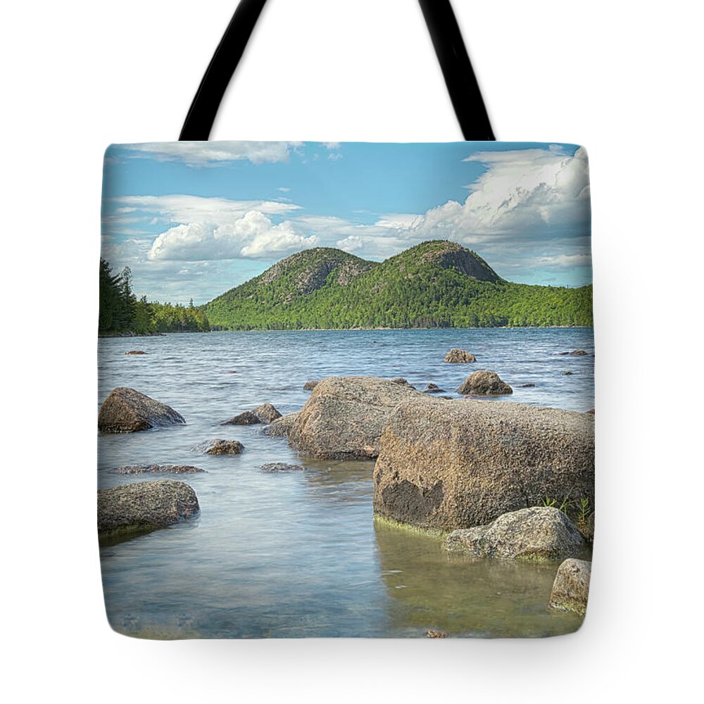 Jordan Pond Tote Bag featuring the photograph Jordan Pond and the Bubbles by Brian Caldwell