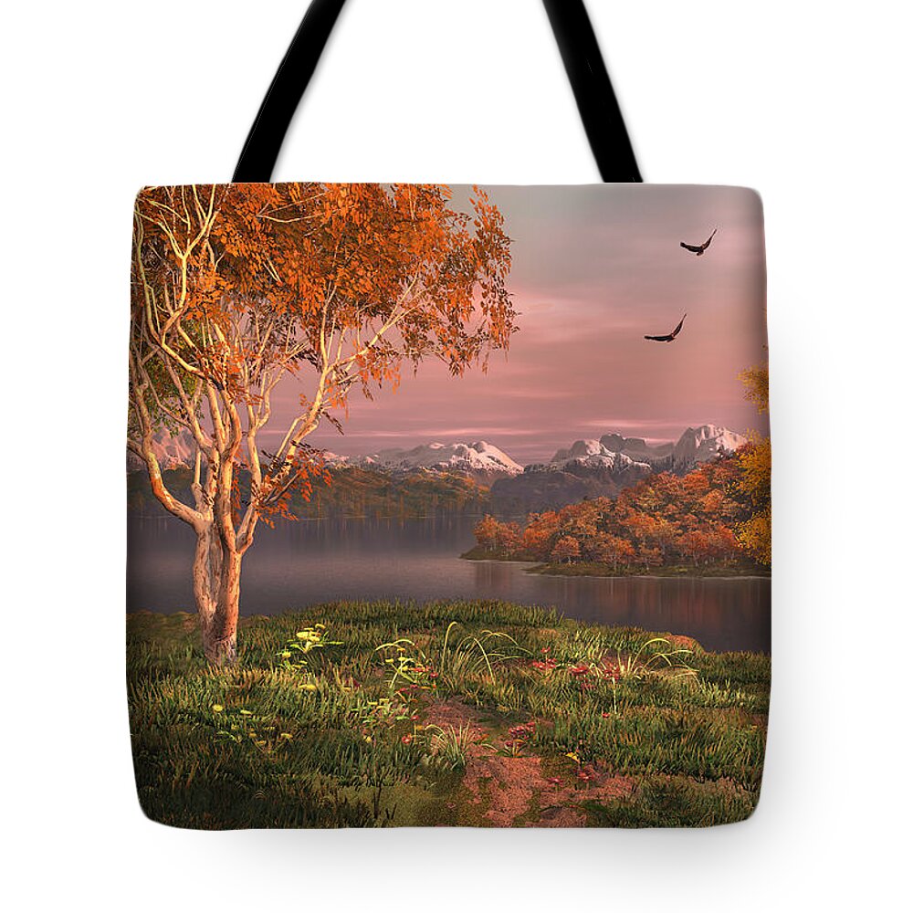Jos Bay Tote Bag featuring the digital art Jo's Bay by Mary Almond