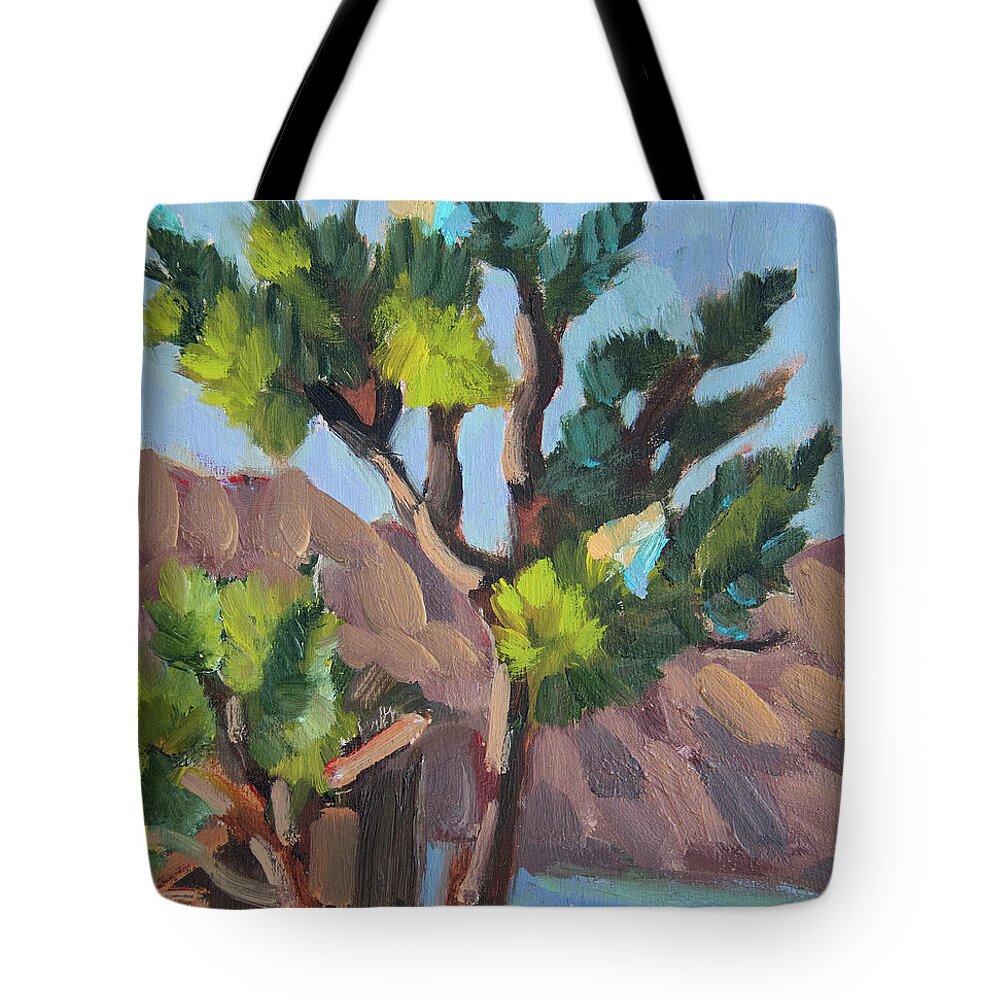 Joshua Tree Tote Bag featuring the painting Joshua at Keys Ranch by Diane McClary
