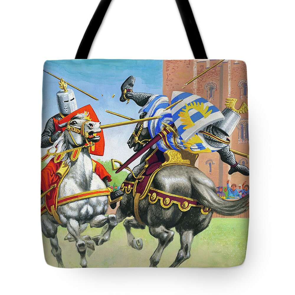 Joust Tote Bag featuring the painting Joust by Pat Nicolle