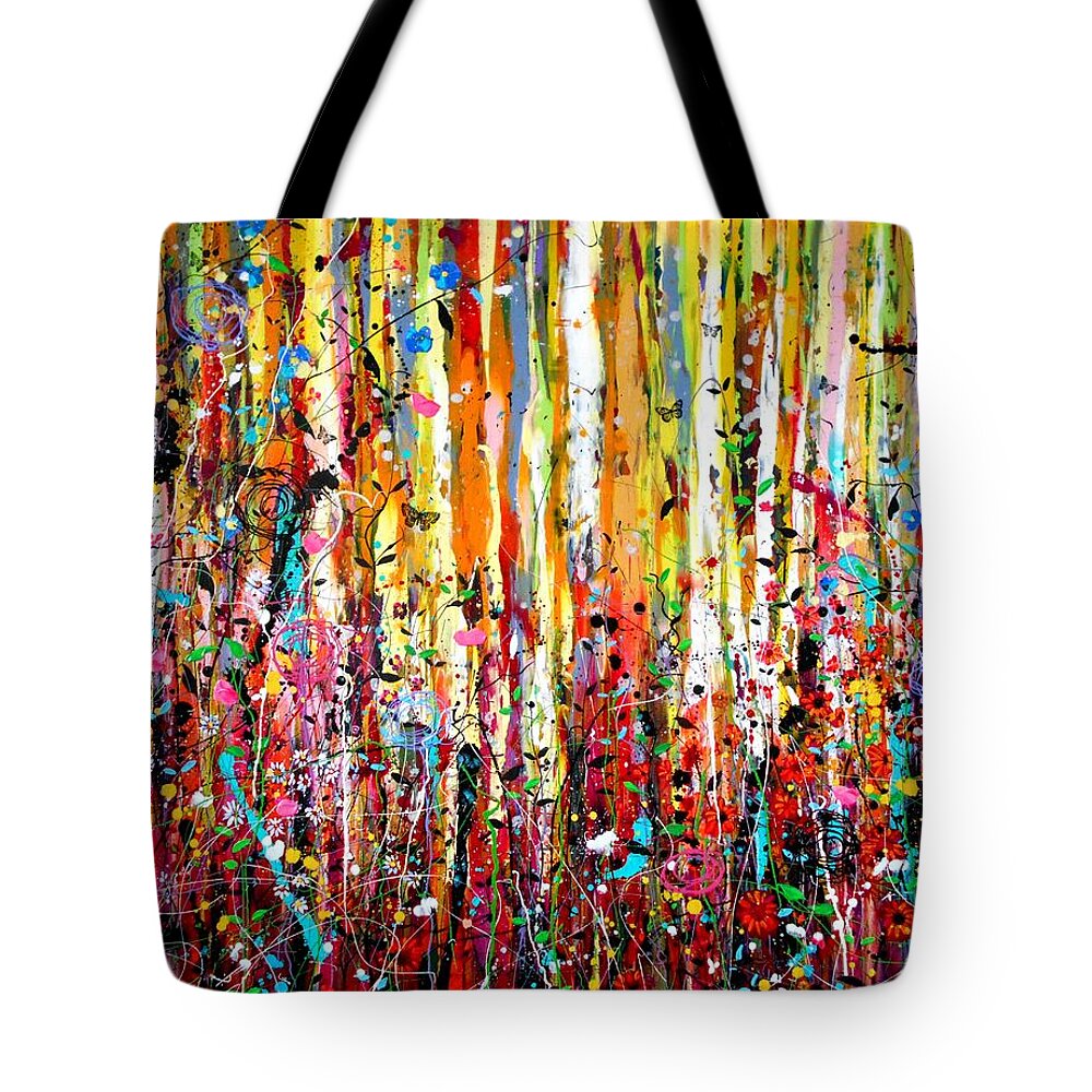 Yellow Art Tote Bag featuring the painting Joyride by Angie Wright