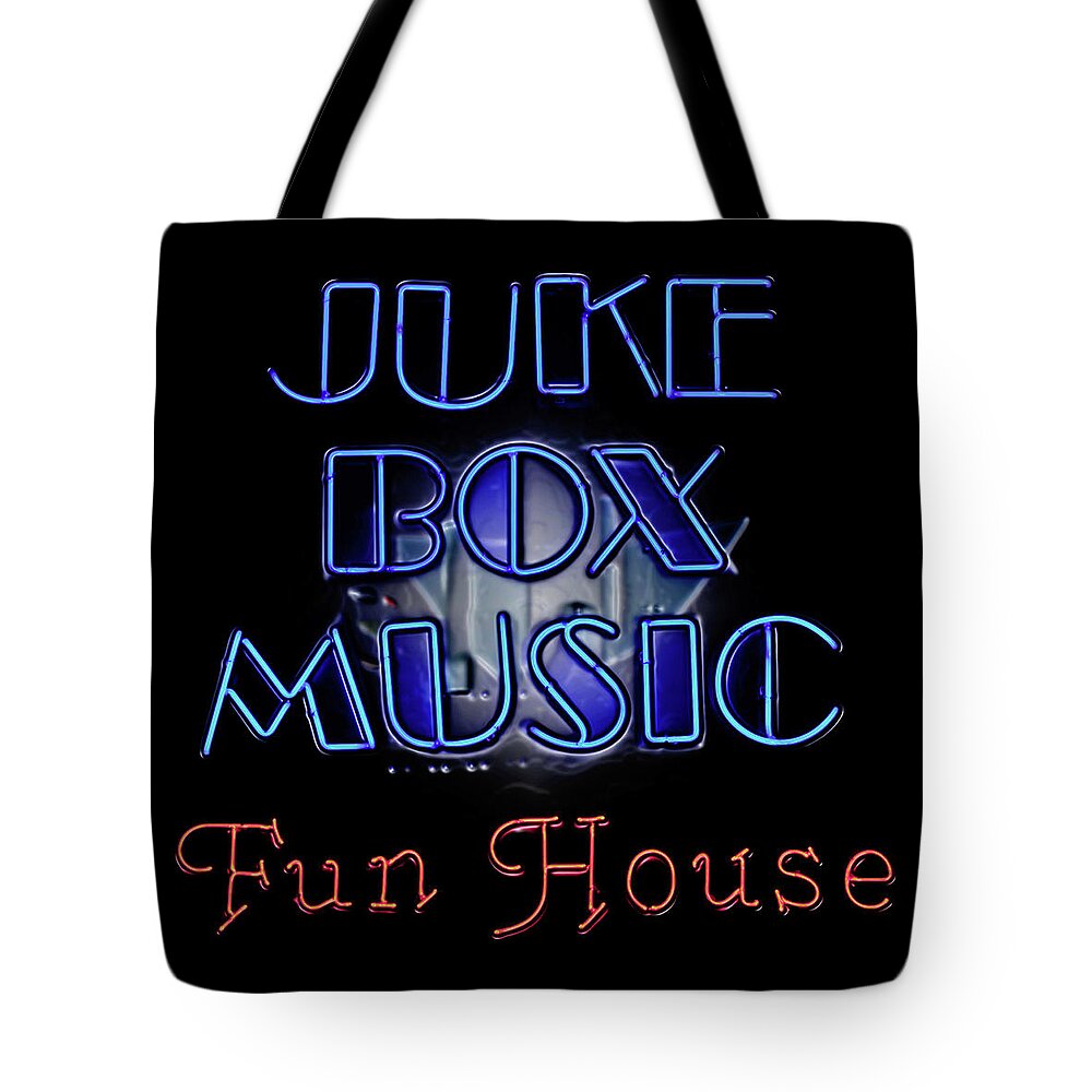Fun Tote Bag featuring the photograph Juke Box Neon by David and Carol Kelly