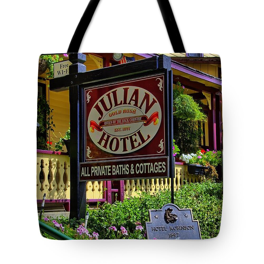 Julian Tote Bag featuring the photograph Julian Gold Rush Hotel Bed and Breakfast by Alex Morales