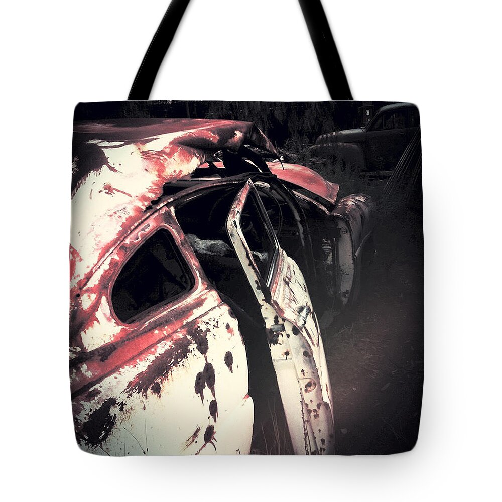Photograph Tote Bag featuring the photograph Junkyard by Kelly King