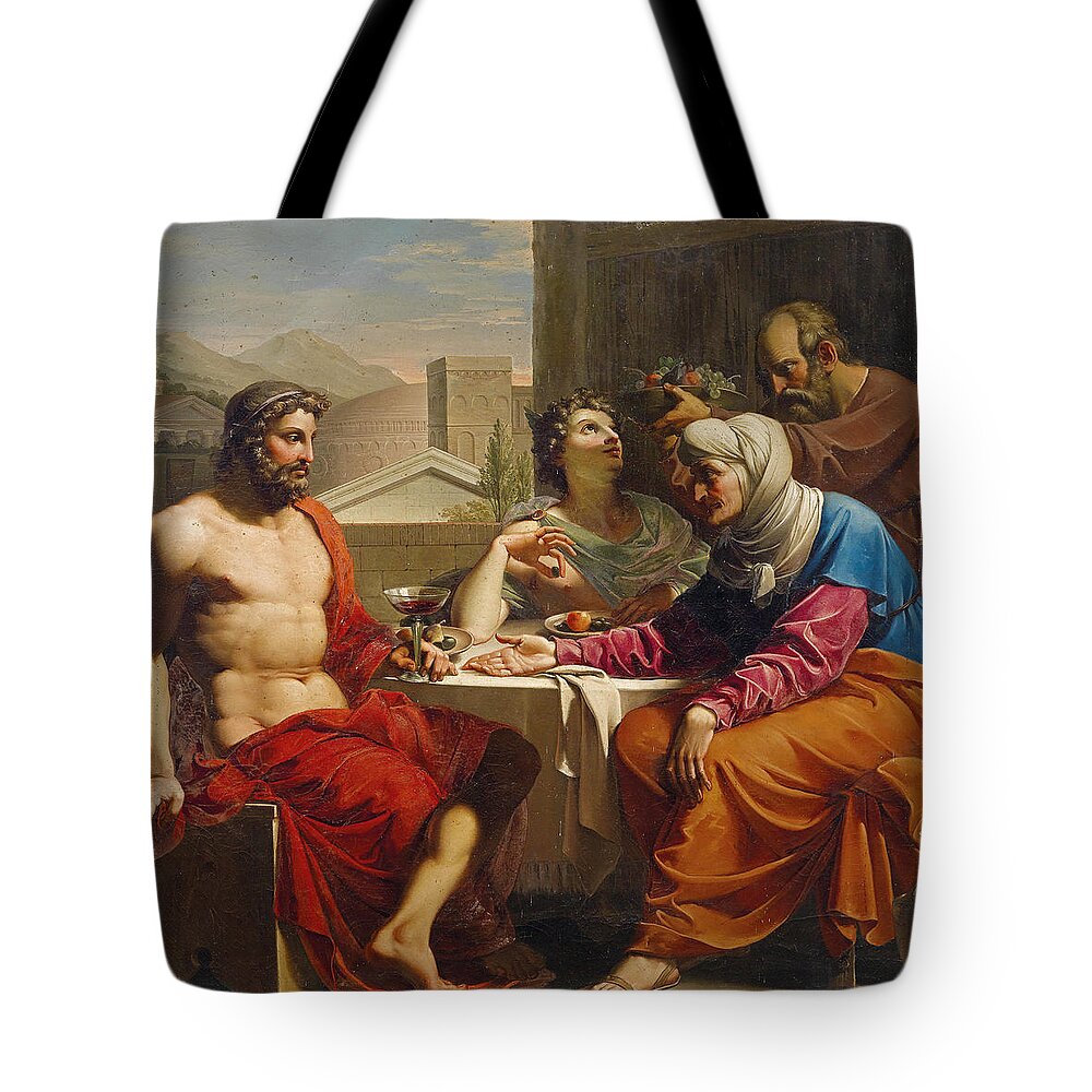 Circle Of Andrea Appiani Tote Bag featuring the painting Jupiter and Mercury at Philemon and Baucis by Circle of Andrea Appiani