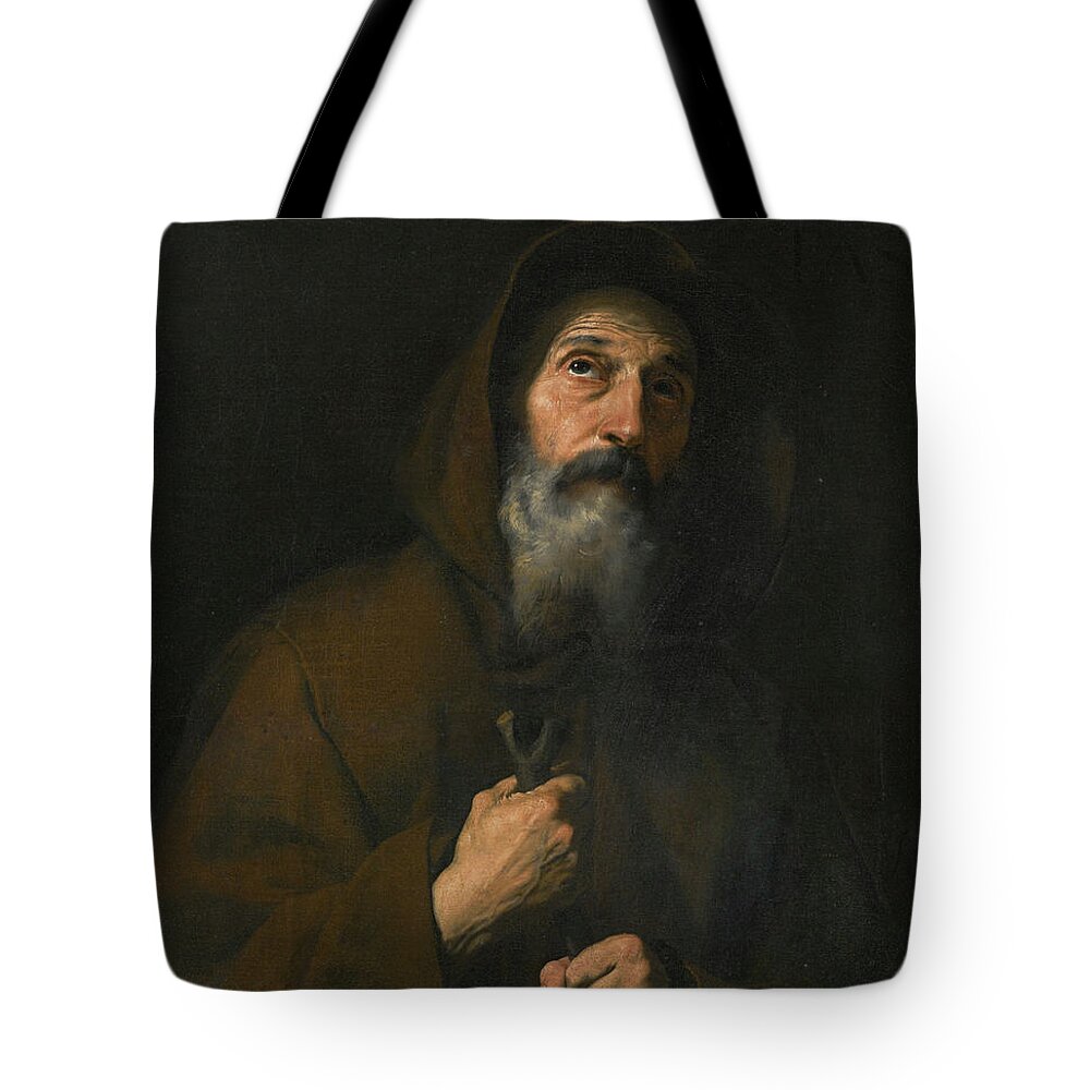 Saint Francis Of Paola Tote Bag featuring the painting Jusepe de Ribera by MotionAge Designs