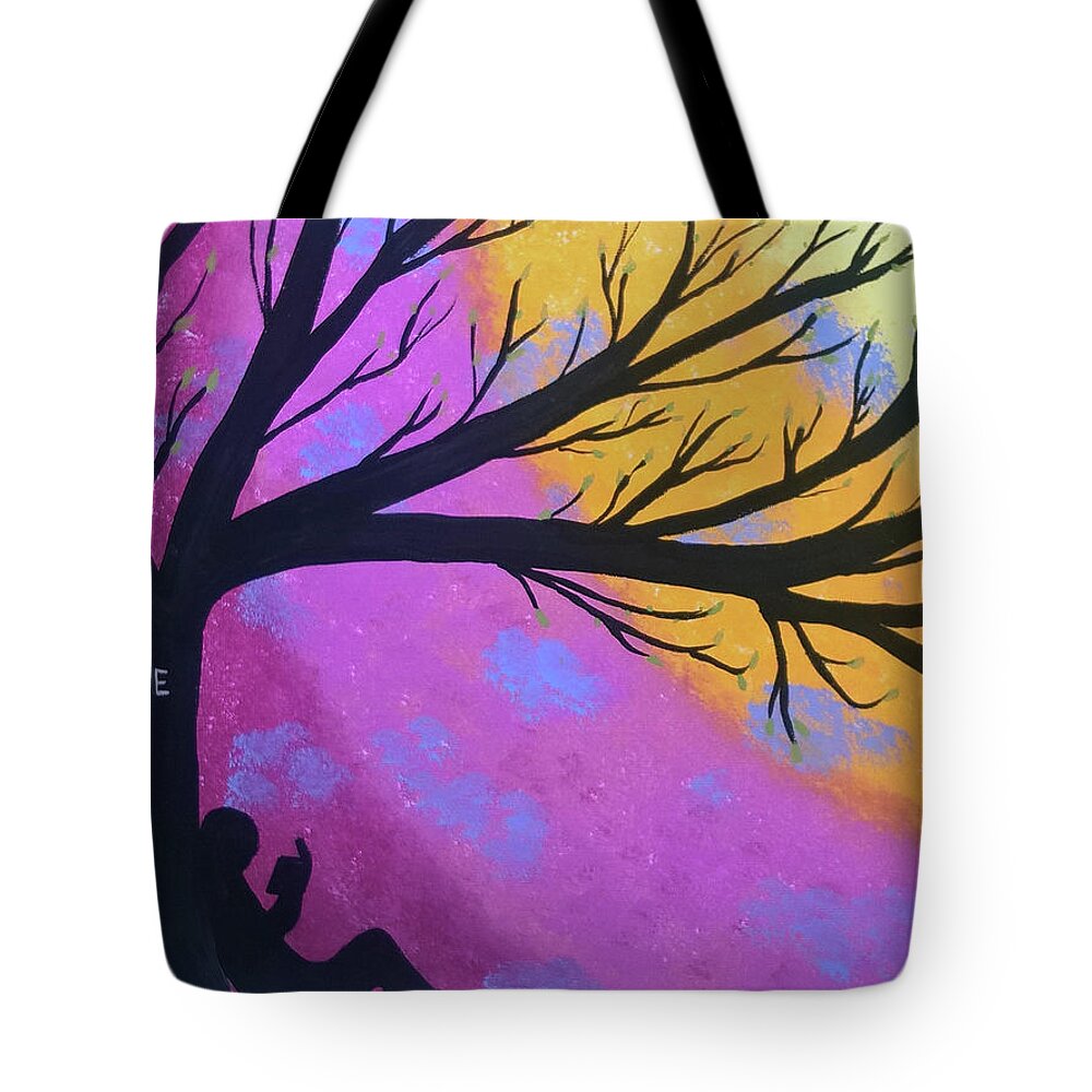 Yellow Tote Bag featuring the painting Just BE by Eseret Art