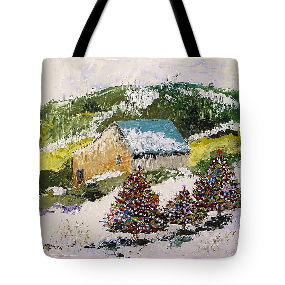 Just Down The Hill Tote Bag featuring the painting Just Down the Hill by John Williams