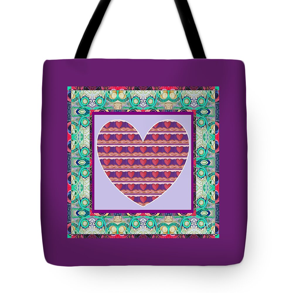 Heart Tote Bag featuring the mixed media Just Love - Take 4 by Helena Tiainen