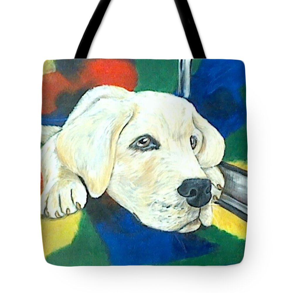 Dog Tote Bag featuring the painting Just waiting by Jenny Pickens