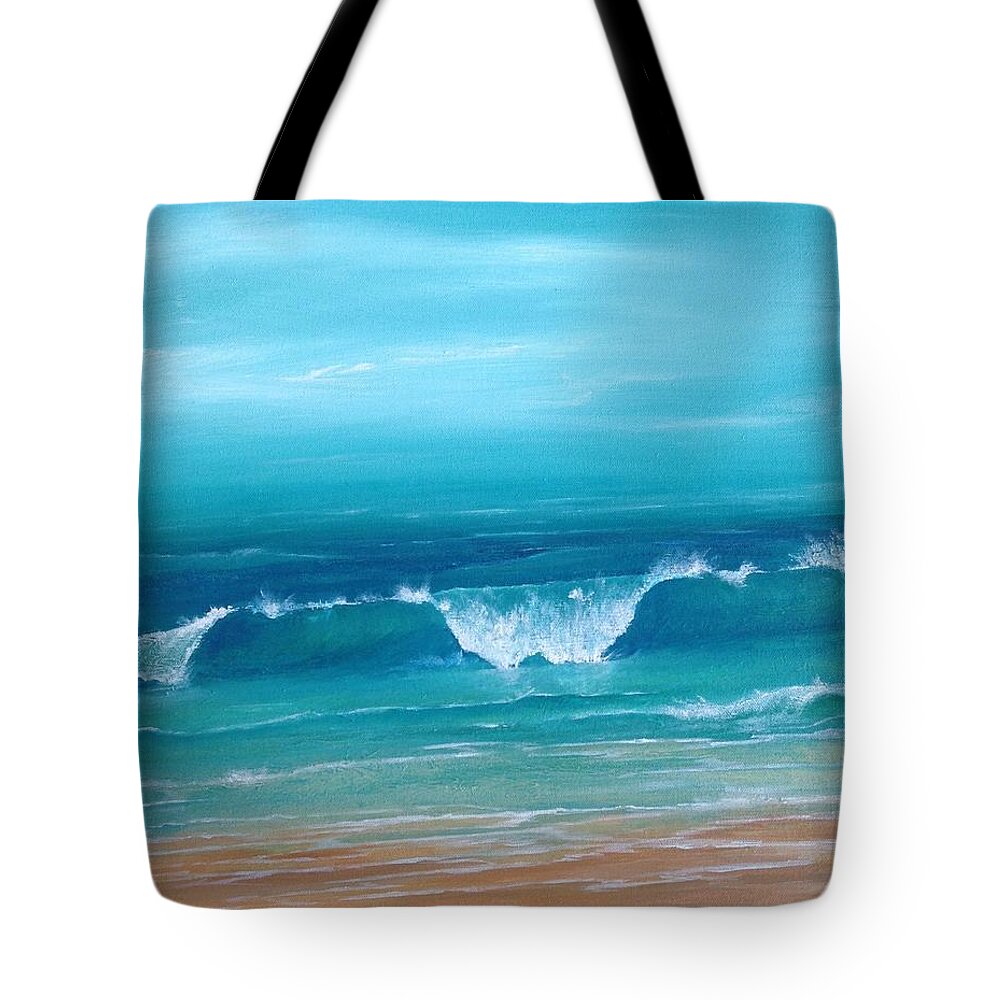 Ocean Tote Bag featuring the painting Just Waving by Teresa Fry
