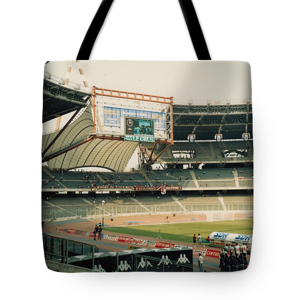  Tote Bag featuring the photograph Juventus - Stadio delle Alpi - West Goal Stand - September 1997 by Legendary Football Grounds