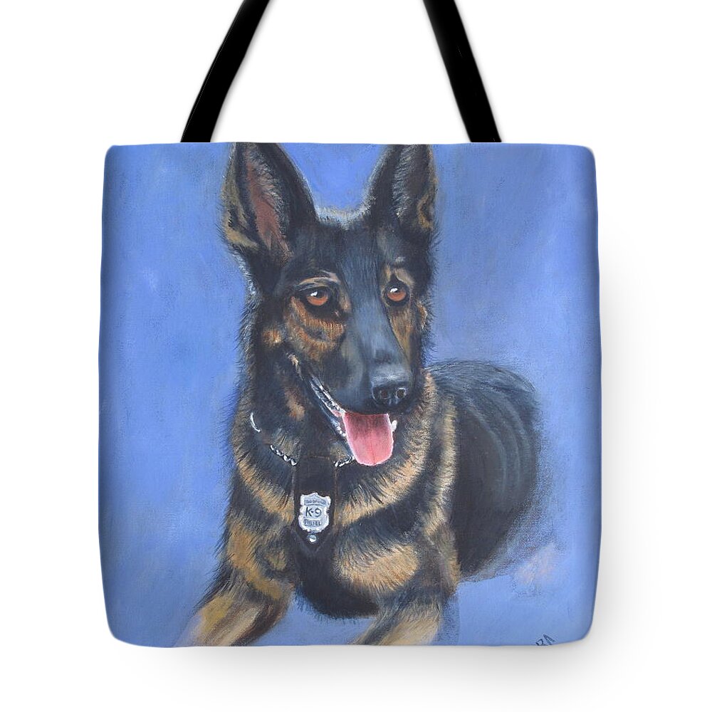 Pets Tote Bag featuring the painting K-9 Moses by Kathie Camara
