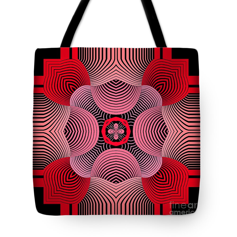 Red Tote Bag featuring the digital art Kal - 37bc77 by Variance Collections