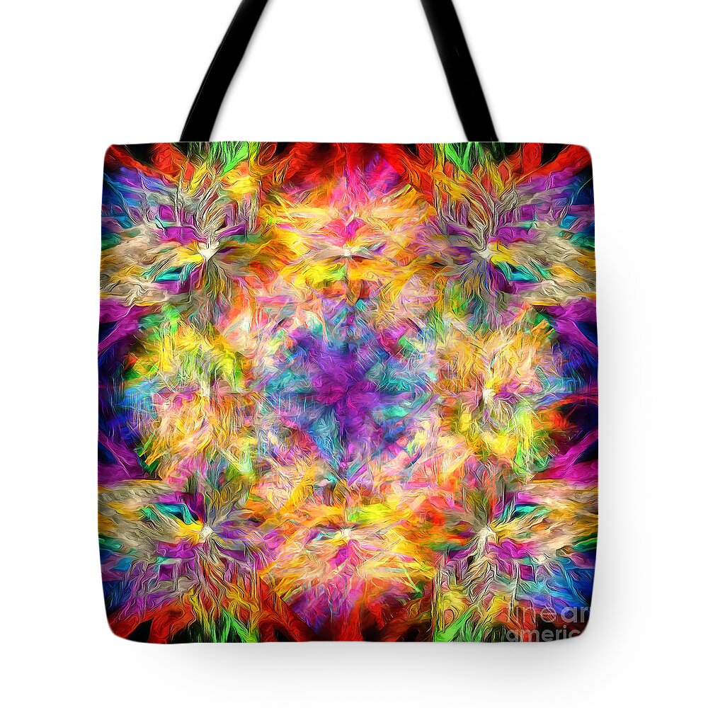 Kaleidos Tote Bag featuring the photograph Kaleidos Quad Spiral Les Fleurs by Jack Torcello