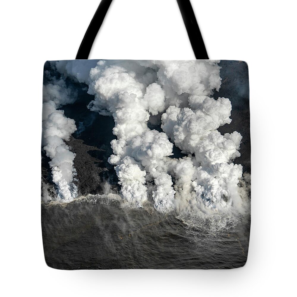 Volcano Tote Bag featuring the photograph Kapoho Plumes by Christopher Johnson