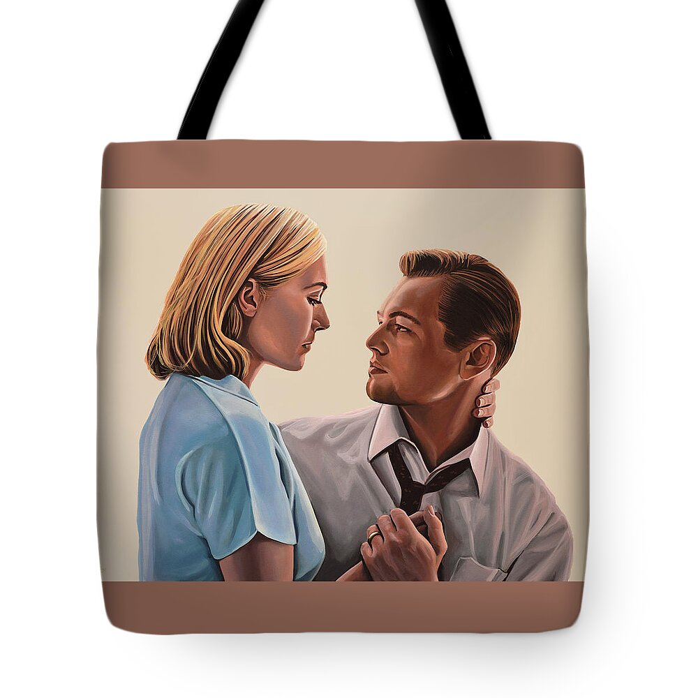 Kate Winslet Tote Bag featuring the painting Kate Winslet and Leonardo DiCaprio by Paul Meijering