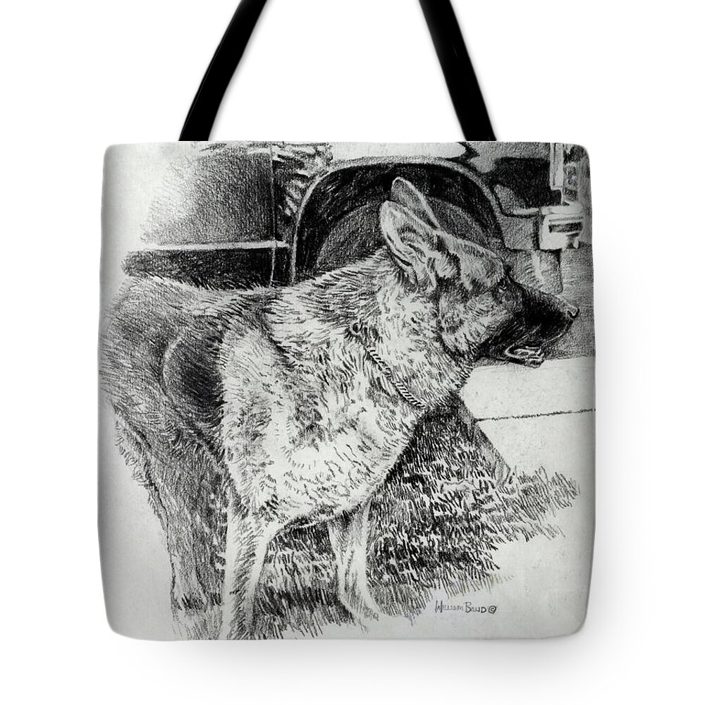 Pencil Tote Bag featuring the drawing Katie by William Band