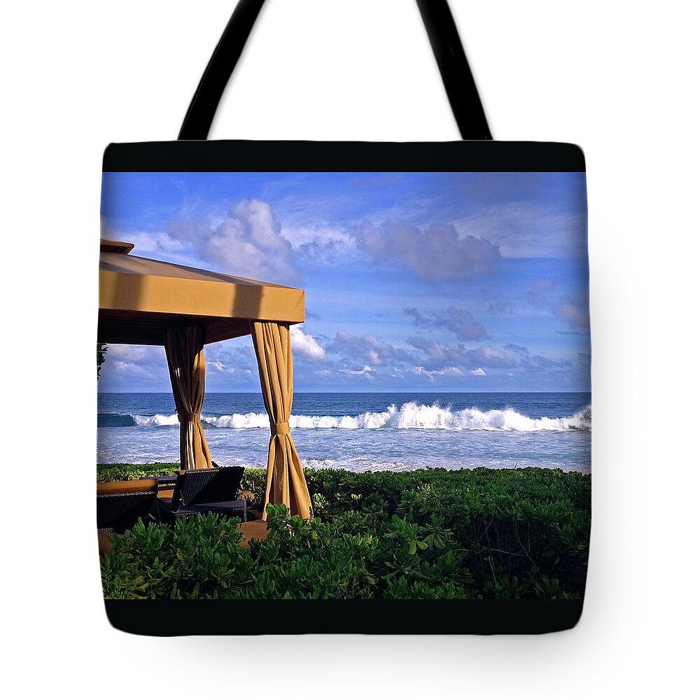 Hawaii Tote Bag featuring the photograph Kauai Cabana by the Sea by Marie Hicks