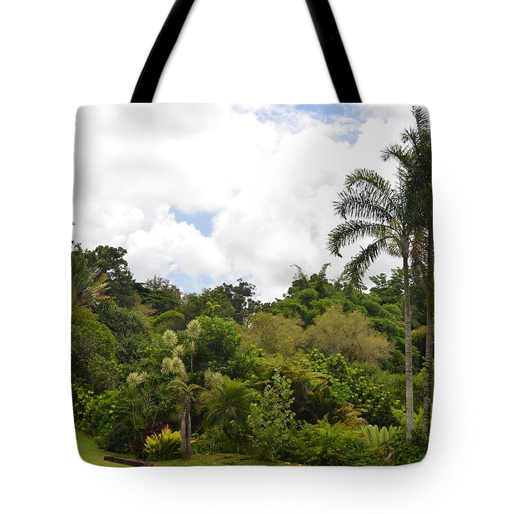 Kauai Tote Bag featuring the photograph Kauai Hindu Monastery Greenery 1 by Amy Fose