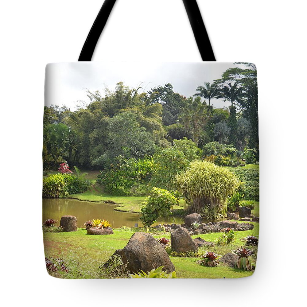 Kauai Tote Bag featuring the photograph Kauai Hindu Monastery Greenery 3 by Amy Fose