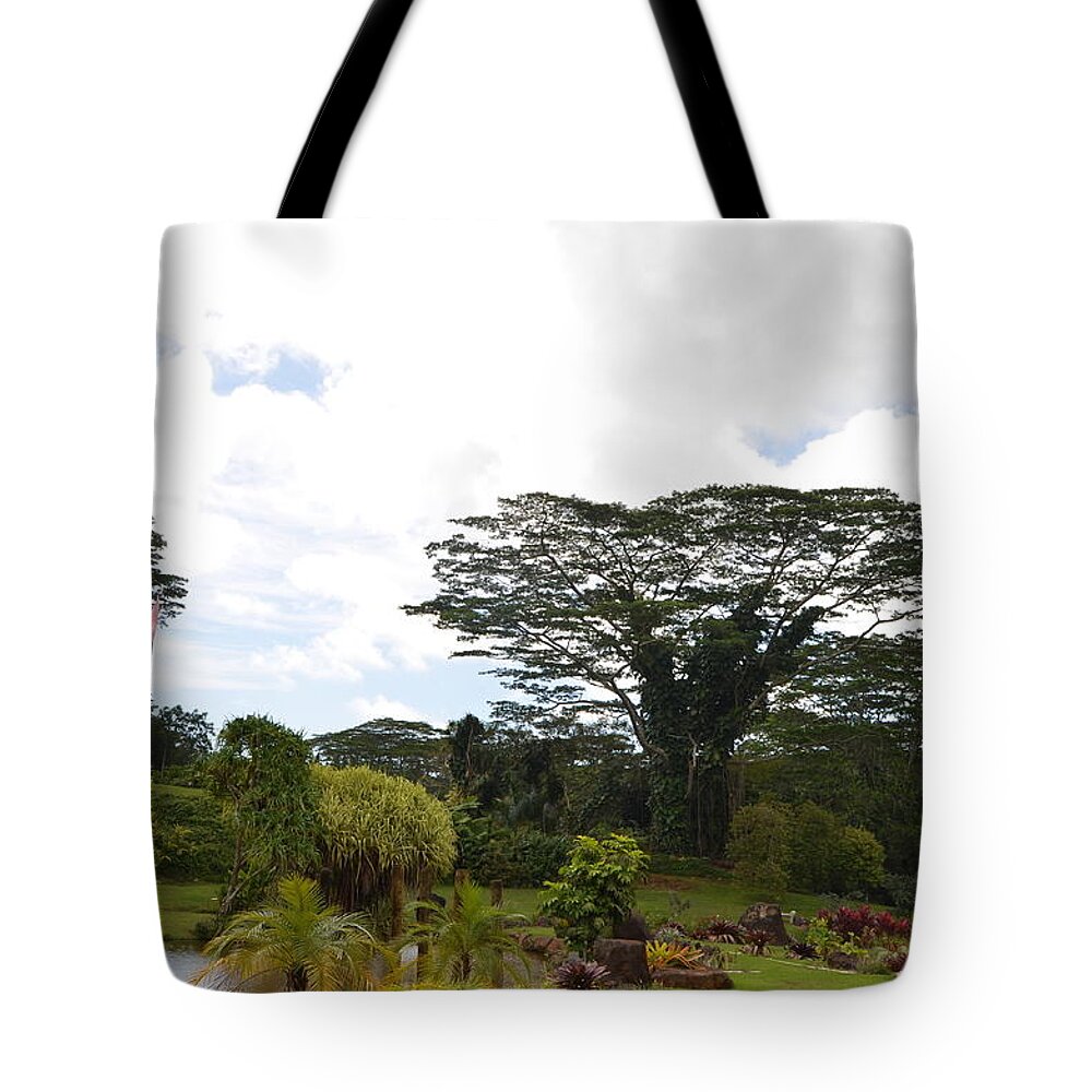 Kauai Tote Bag featuring the photograph Kauai Hindu Monastery Greenery 5 by Amy Fose