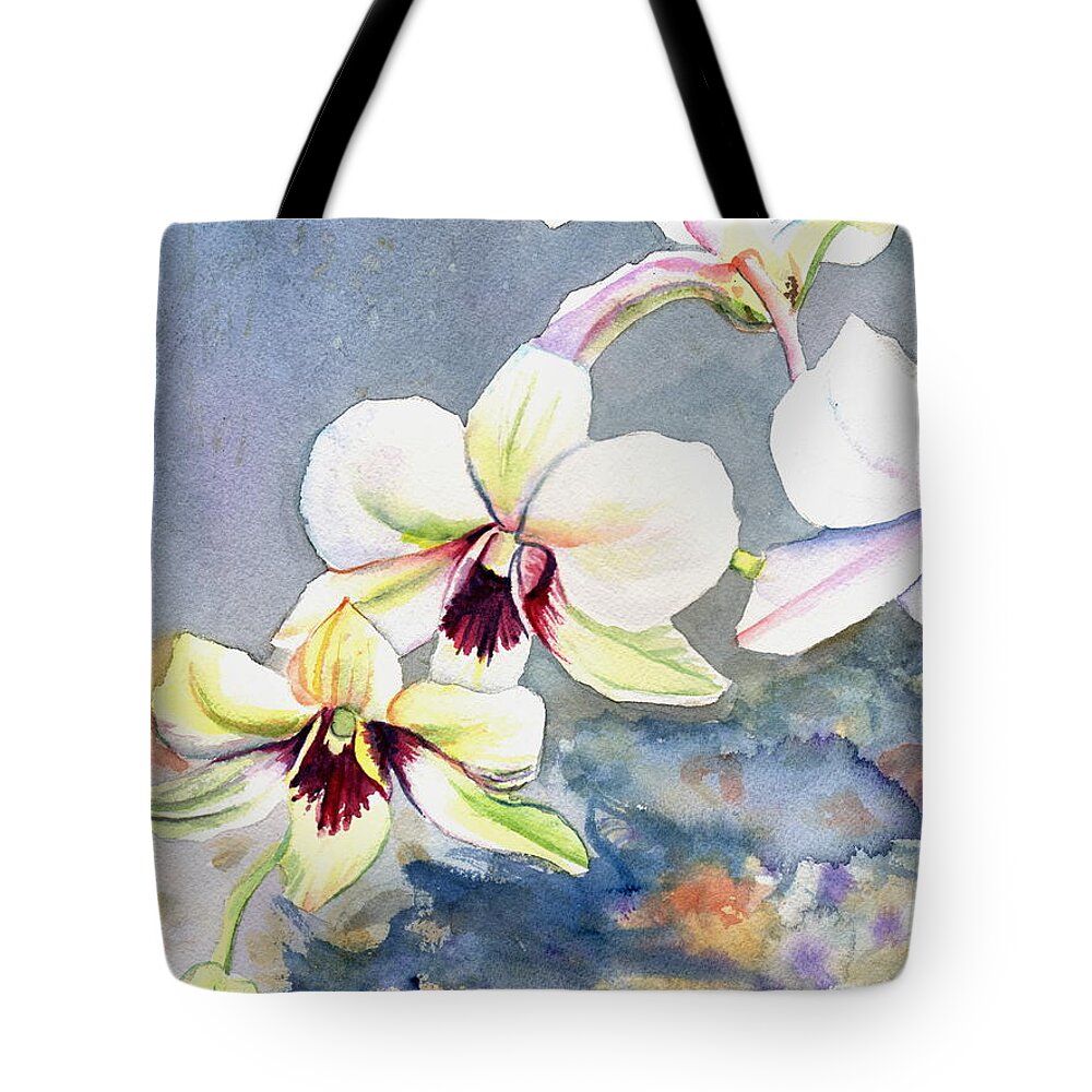 Kauai Fine Art Tote Bag featuring the painting Kauai Orchid Festival by Marionette Taboniar