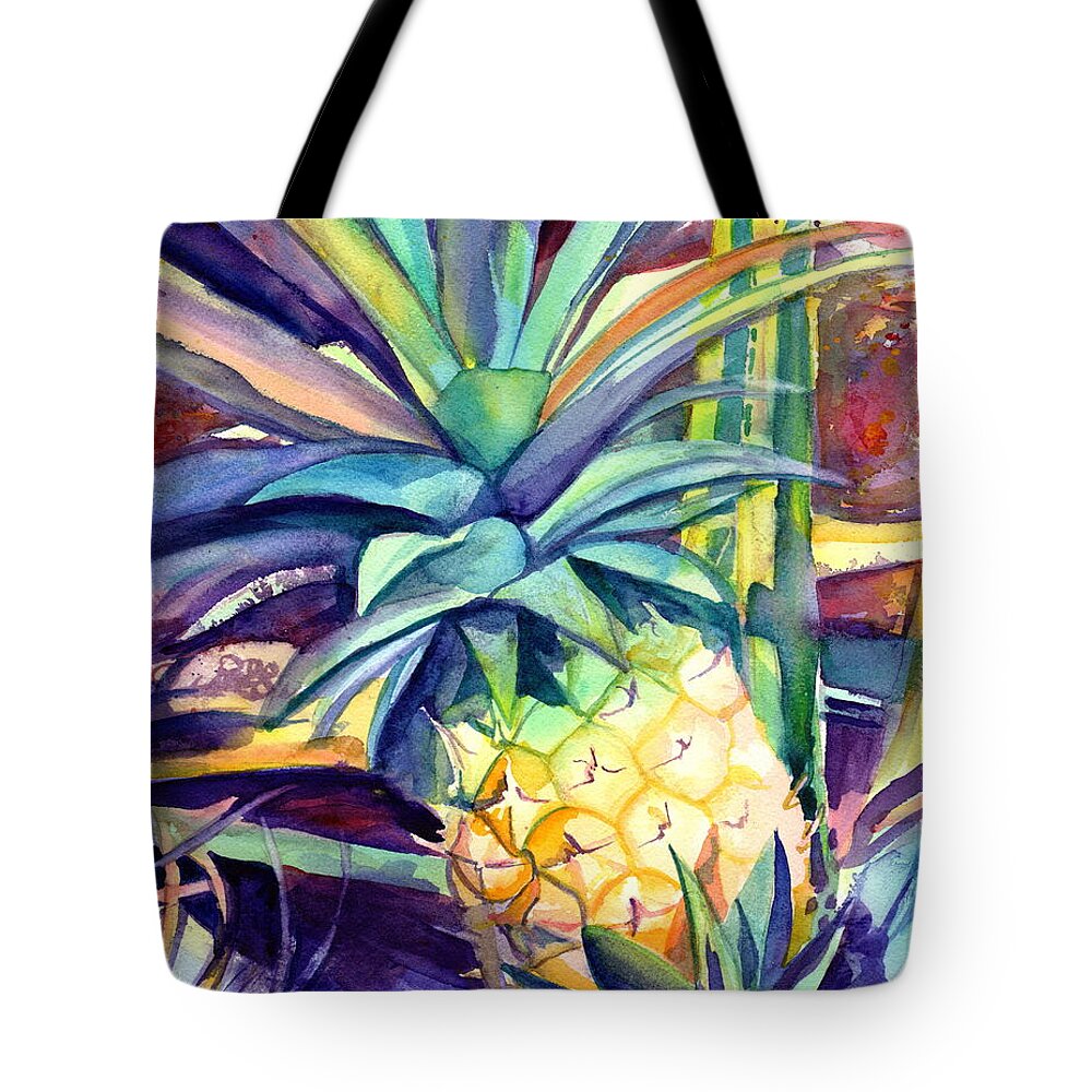 Pineapple Tote Bag featuring the painting Kauai Pineapple 4 by Marionette Taboniar