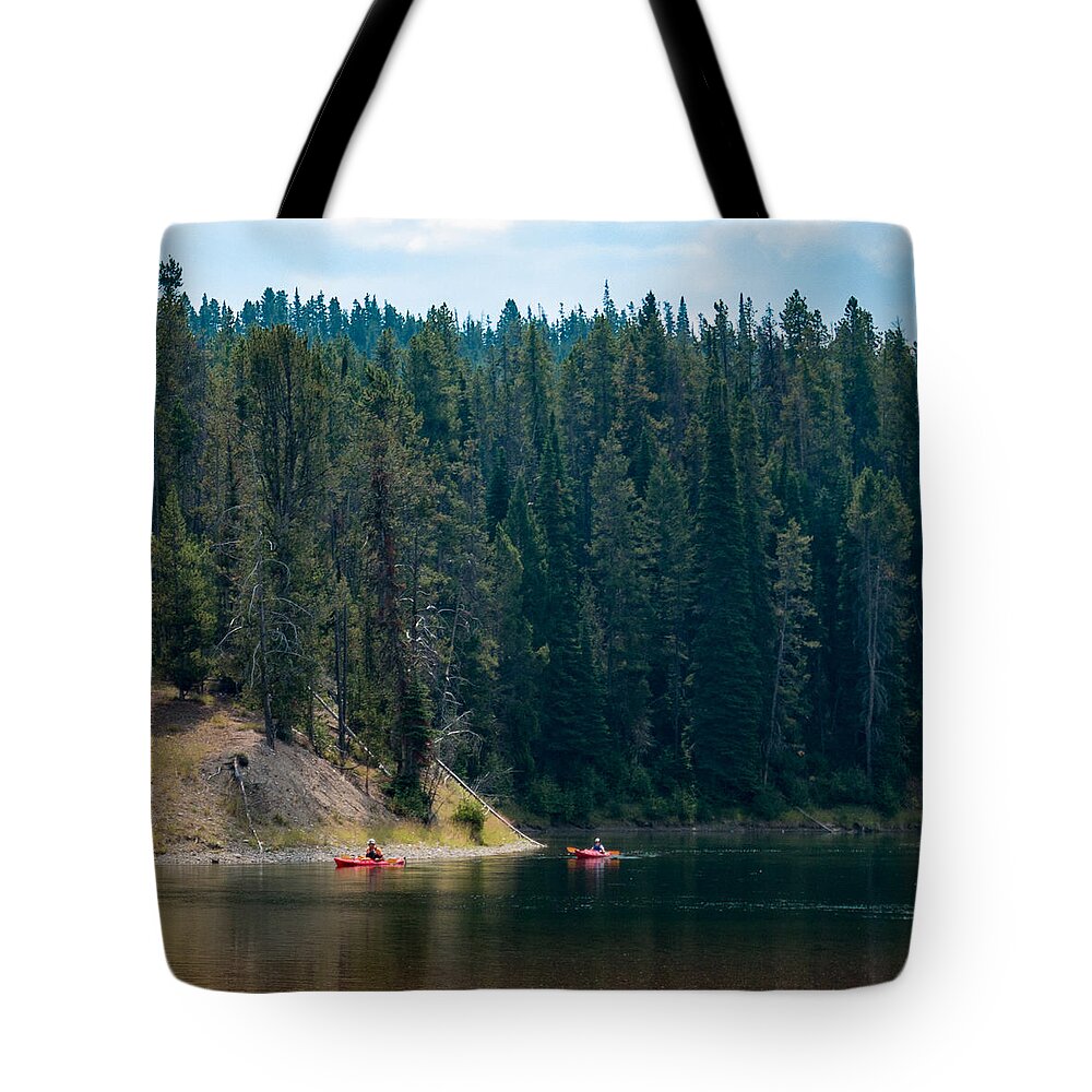 Kayak Tote Bag featuring the photograph Kayakers by Cathy Donohoue