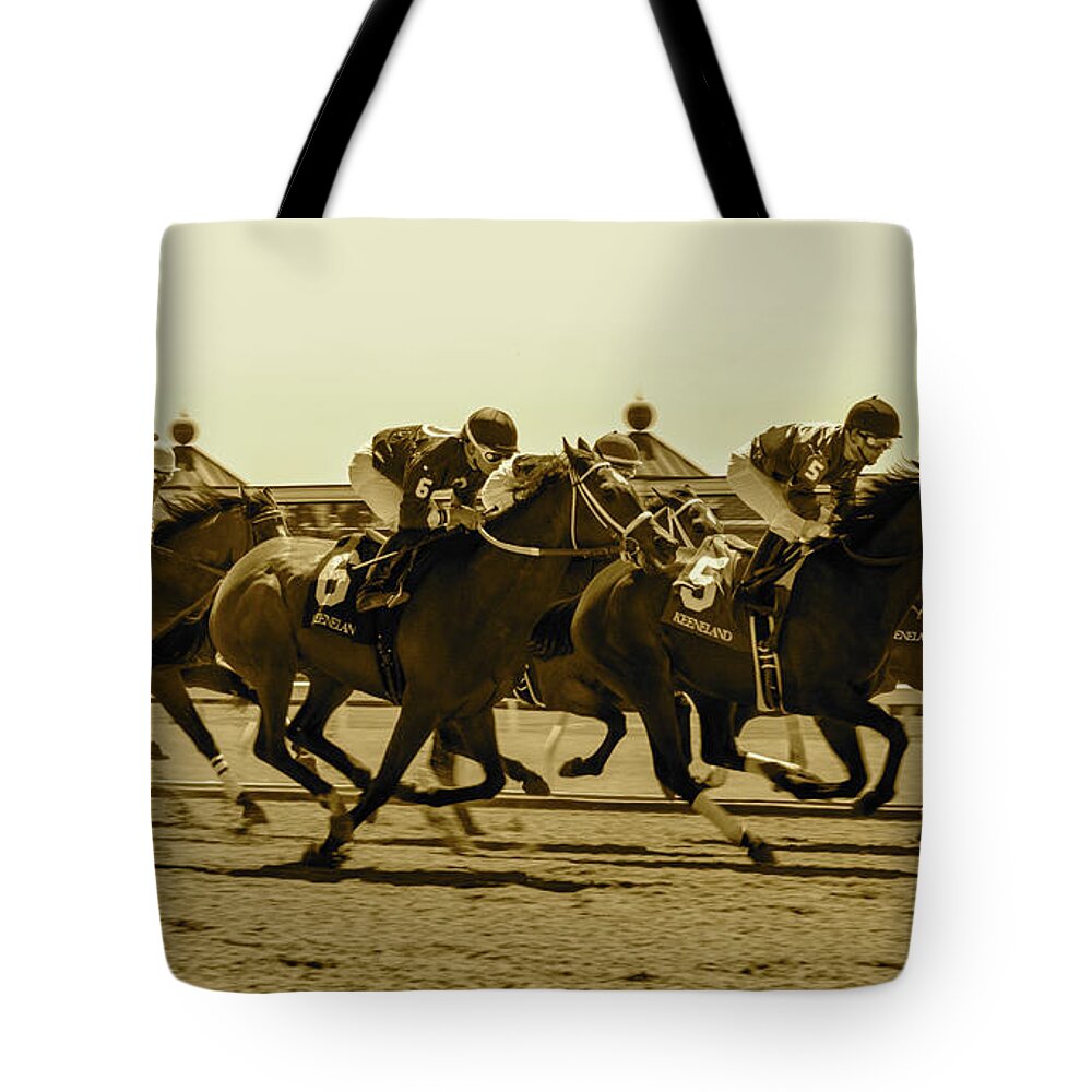  Tote Bag featuring the photograph Keenland Sepia by Dan Hefle