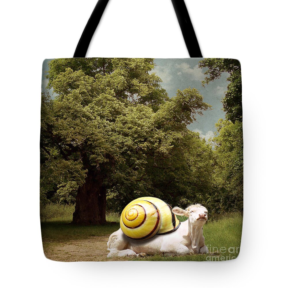 Cow Tote Bag featuring the digital art Keep calm and relax by Martine Roch