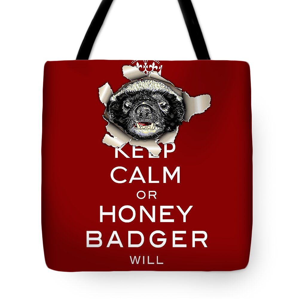 �in Stitches� By Serge Averbukh Tote Bag featuring the photograph Keep Calm Or Honey Badger... by Serge Averbukh